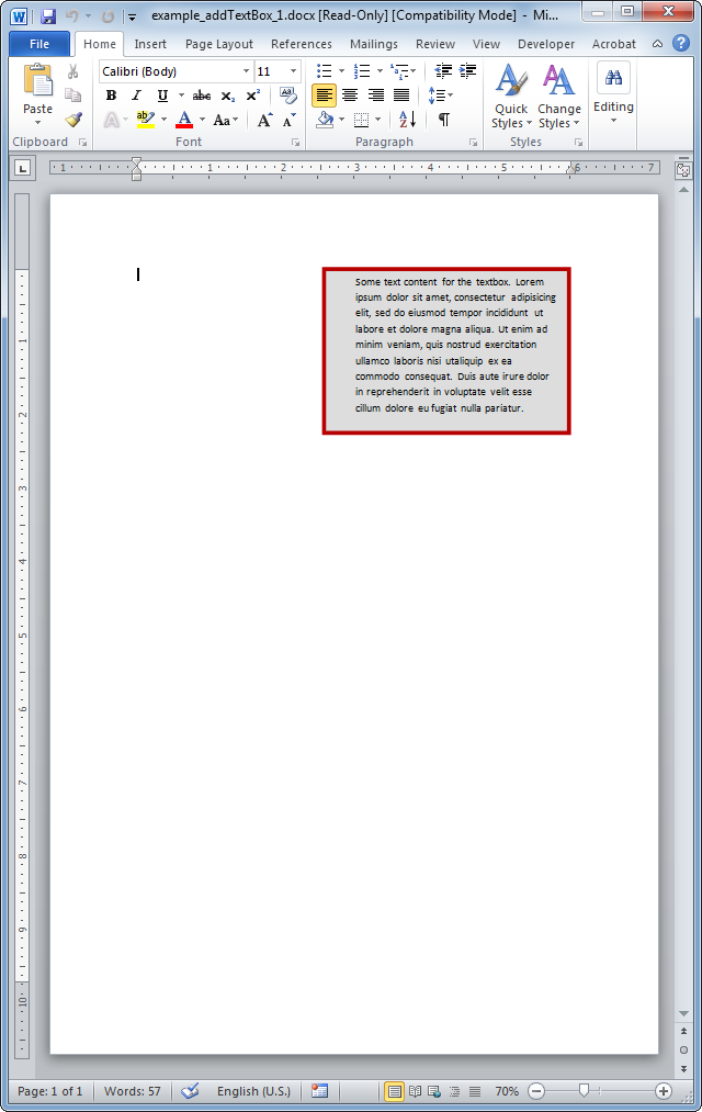 add text to word document c#